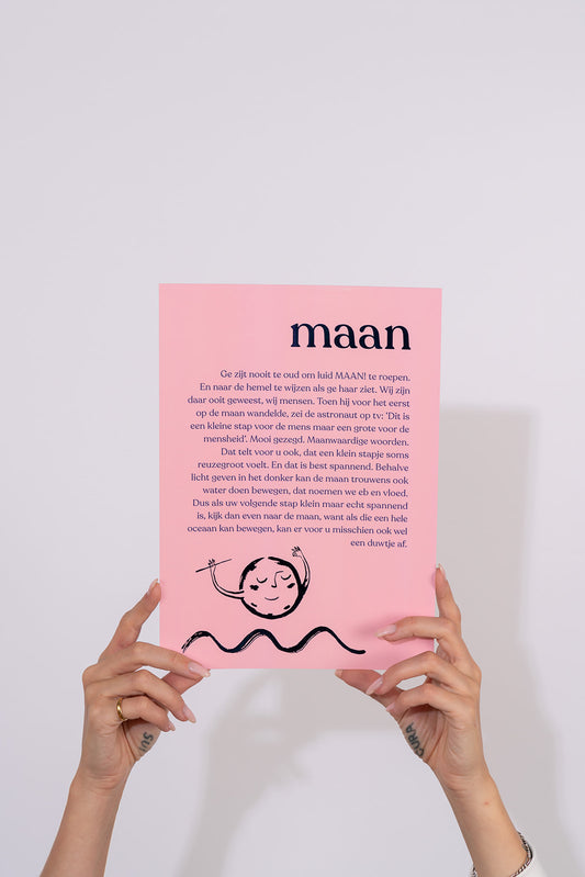 Print 'Maan' uit het boek Eerste Woordjes
